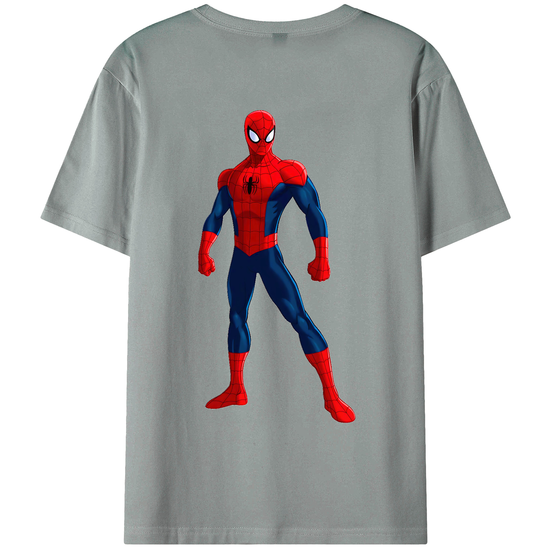 （画像用） Spider Man スパイダーマン 綿100％ メンズ半袖Tシャツ（バックプリント） 通気性